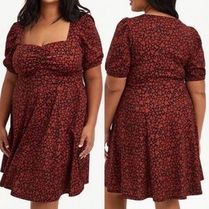 Torrid heart print textured knit puff sleeve dress size 1